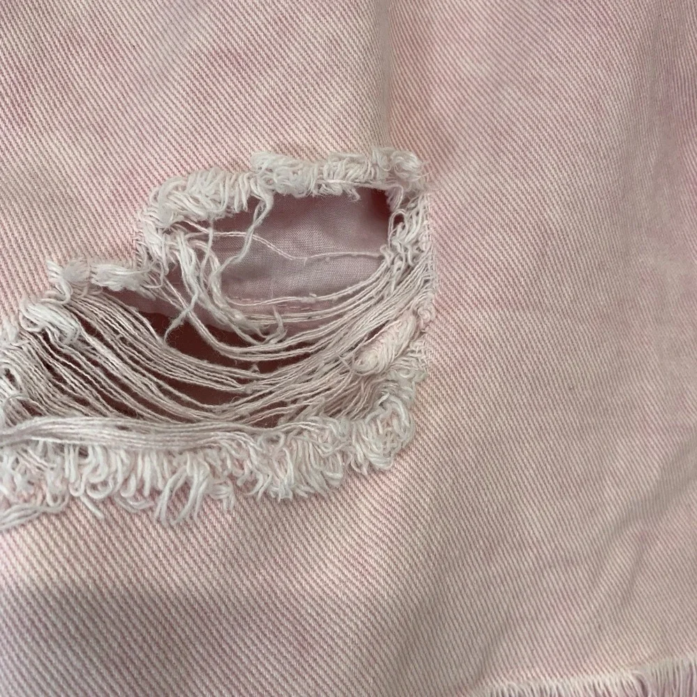 One Teaspoon Pink Denim Mini Skirt Button Fly Sz 30 Fray Hem Pockets 100% Cotton